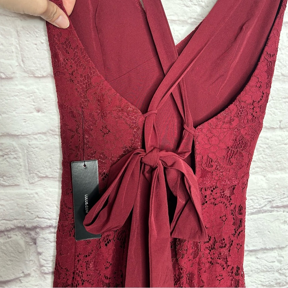 Lulus Love Like You Mean It Wine Red Backless Lace Midi
Dress NWT - Picture 10 of 16